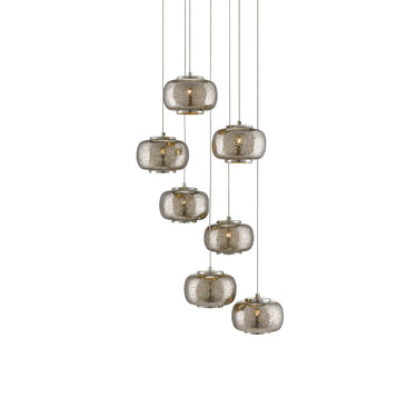 Currey & Company 9000-0690 Pepper 7-Light Multi-Drop Pendant in Painted Silver/Nickel 1
