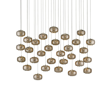 Currey & Company 9000-0693 Pepper 30-Light Multi-Drop Pendant in Painted Silver/Nickel 1