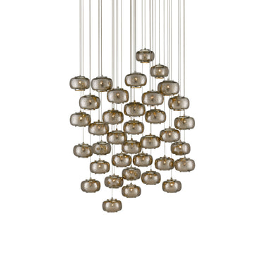 Currey & Company 9000-0694 Pepper 36-Light Multi-Drop Pendant in Painted Silver/Nickel 1