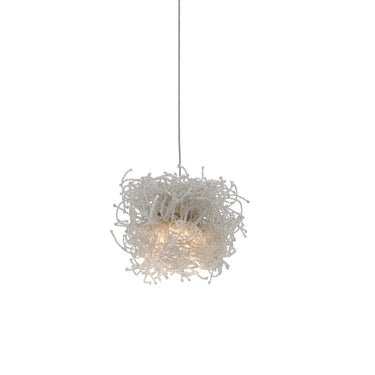 Currey & Company 9000-0695 Birds Nest 1-Light Multi-Drop Pendant in Painted Silver/Clear 1
