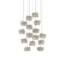 Currey & Company 9000-0698 Birds Nest Round 15-Light Multi-Drop Pendant in Painted Silver/Clear 1