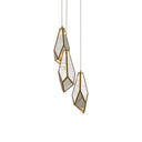 Currey & Company 9000-0703 Glace 3-Light Multi-Drop Pendant in Painted Silver/Antique Brass 1