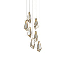 Currey & Company 9000-0704 Glace 7-Light Multi-Drop Pendant in Painted Silver/Antique Brass 1