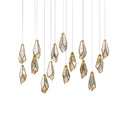 Currey & Company 9000-0706 Glace Rectangular 15-Light Multi-Drop Pendant in Painted Silver/Antique Brass 1