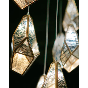 Currey & Company 9000-0707 Glace 30-Light Multi-Drop Pendant in Painted Silver/Antique Brass 6