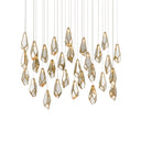 Currey & Company 9000-0707 Glace 30-Light Multi-Drop Pendant in Painted Silver/Antique Brass 1