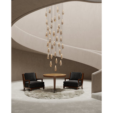 Currey & Company 9000-0708 Glace 36-Light Multi-Drop Pendant in Painted Silver/Antique Brass 6