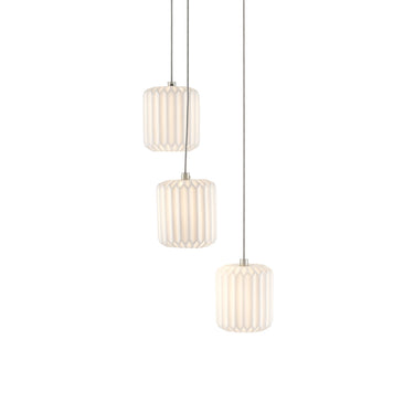 Currey & Company 9000-0710 Dove 3-Light Multi-Drop Pendant in Painted Silver/White 1