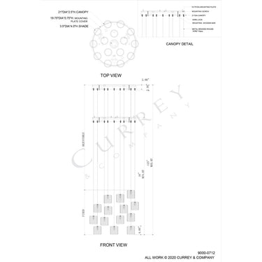 Currey & Company 9000-0712 Dove Round 15-Light Multi-Drop Pendant in Painted Silver/White 5