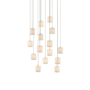 Currey & Company 9000-0712 Dove Round 15-Light Multi-Drop Pendant in Painted Silver/White 1