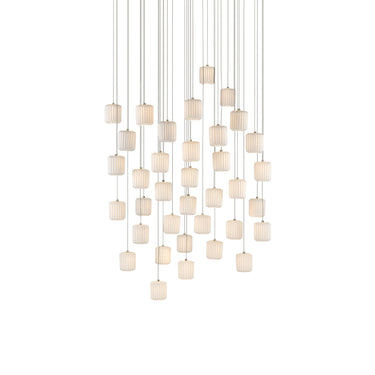 Currey & Company 9000-0715 Dove 36-Light Multi-Drop Pendant in Painted Silver/White 1