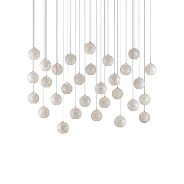 Currey & Company 9000-0721 Finhorn 30-Light Multi-Drop Pendant in Painted Silver/Pearl 3
