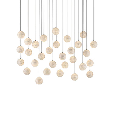Currey & Company 9000-0721 Finhorn 30-Light Multi-Drop Pendant in Painted Silver/Pearl 1