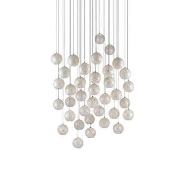 Currey & Company 9000-0722 Finhorn 36-Light Multi-Drop Pendant in Painted Silver/Pearl 3