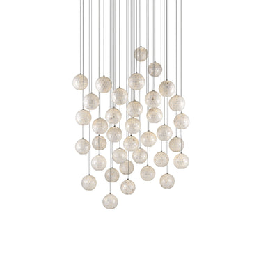 Currey & Company 9000-0722 Finhorn 36-Light Multi-Drop Pendant in Painted Silver/Pearl 1