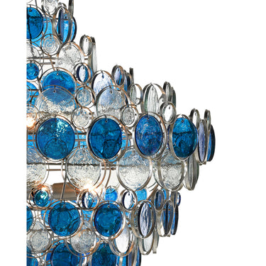 Currey & Company 9000-0723 Galahad 12 Light Chandelier in Contemporary Silver Leaf/Painted Silver/Blue 2