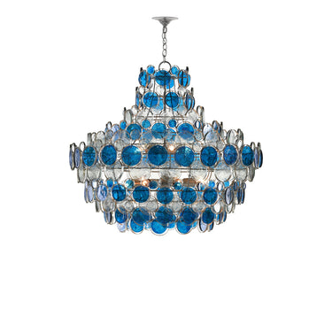 Currey & Company 9000-0723 Galahad 12 Light Chandelier in Contemporary Silver Leaf/Painted Silver/Blue 3