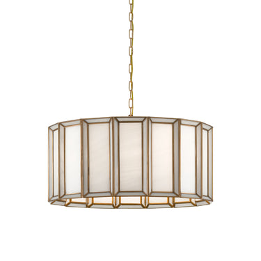 Currey & Company 9000-0750 Daze Large 3 Light Pendant in Antique Brass/White 3