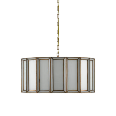 Currey & Company 9000-0750 Daze Large 3 Light Pendant in Antique Brass/White 4