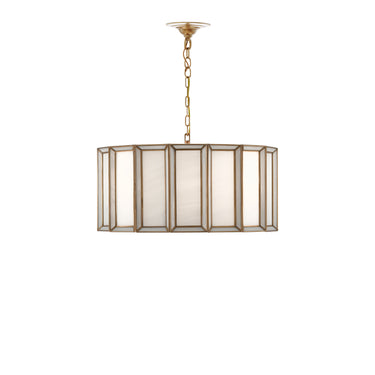 Currey & Company 9000-0750 Daze Large 3 Light Pendant in Antique Brass/White 5