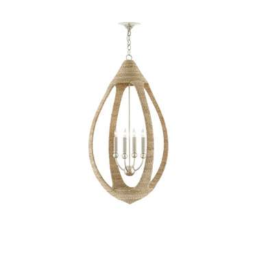 Currey & Company 9000-0753 Menorca Chandelier in Natural Abaca Rope/Contemporary Silver Leaf/Smokewood 3