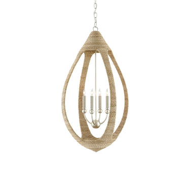 Currey & Company 9000-0753 Menorca Chandelier in Natural Abaca Rope/Contemporary Silver Leaf/Smokewood 1