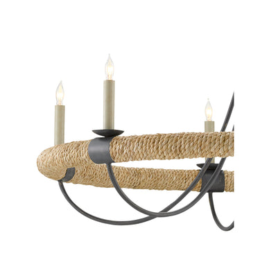 Currey & Company 9000-0754 Shipwright 6 Light Chandelier in French Black/Smokewood/Natural Abaca Rope 2