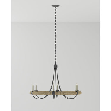Currey & Company 9000-0754 Shipwright 6 Light Chandelier in French Black/Smokewood/Natural Abaca Rope 6
