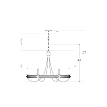 Currey & Company 9000-0754 Shipwright 6 Light Chandelier in French Black/Smokewood/Natural Abaca Rope 8