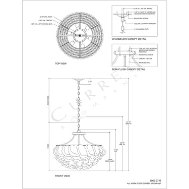 Currey & Company 9000-0755 Seahouse Chandelier in Smokewood/Natural Shell 5