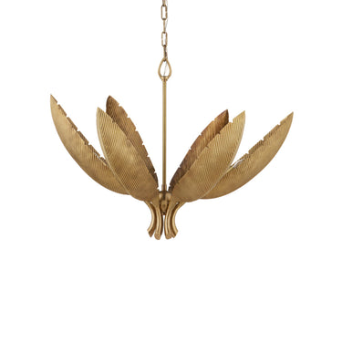 Currey & Company 9000-0766 Bird of Paradise 6 Light Chandelier in Antique Brass 5