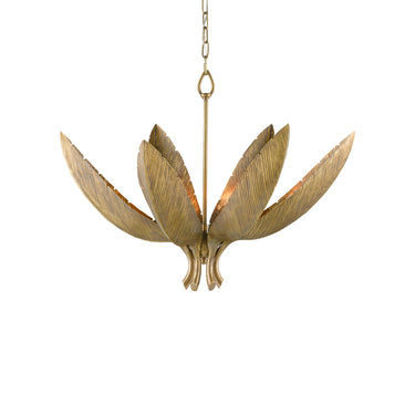 Currey & Company 9000-0766 Bird of Paradise 6 Light Chandelier in Antique Brass 1