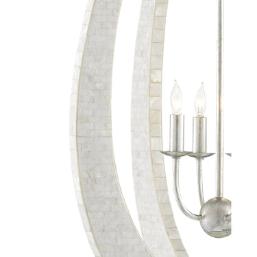 Currey & Company 9000-0769 Arietta Teardrop Chandelier in White/Pearl/Silver Leaf 2