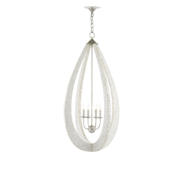 Currey & Company 9000-0769 Arietta Teardrop Chandelier in White/Pearl/Silver Leaf 3