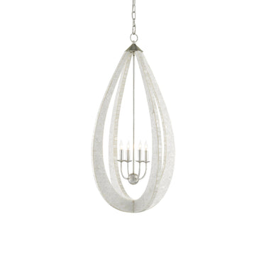 Currey & Company 9000-0769 Arietta Teardrop Chandelier in White/Pearl/Silver Leaf 1