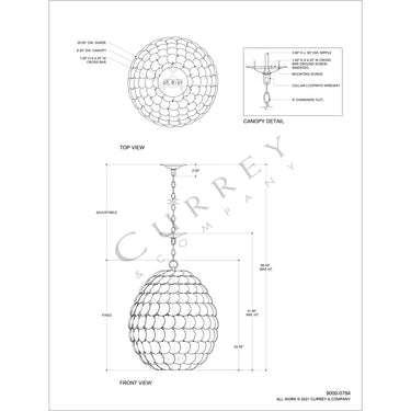 Currey & Company 9000-0784 Buko Pendant in Coco Cream 7