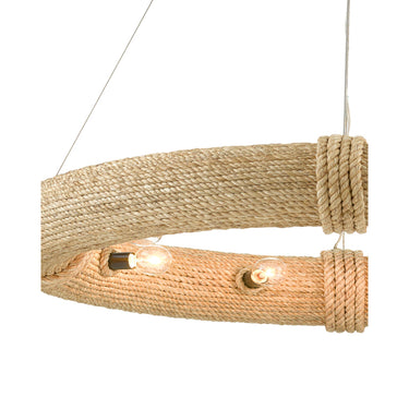 Currey & Company 9000-08 Portmeirion 8 Light Chandelier in Satin Black/Abaca Rope 2