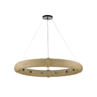 Currey & Company 9000-08 Portmeirion 8 Light Chandelier in Satin Black/Abaca Rope 12