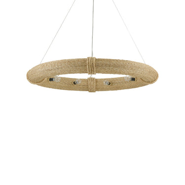 Currey & Company 9000-08 Portmeirion 8 Light Chandelier in Satin Black/Abaca Rope 4