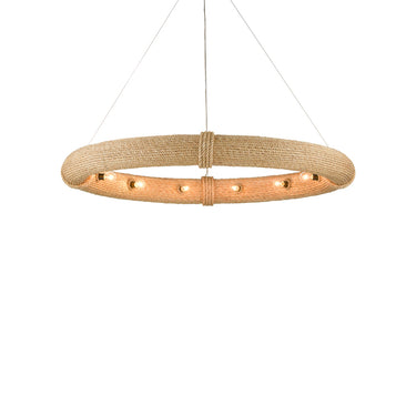 Currey & Company 9000-08 Portmeirion 8 Light Chandelier in Satin Black/Abaca Rope 9