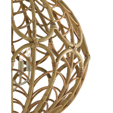 Currey & Company 9000-0802 Cape Verde Orb 4 Light Chandelier in Silver Leaf/Smokewood/Natural 2
