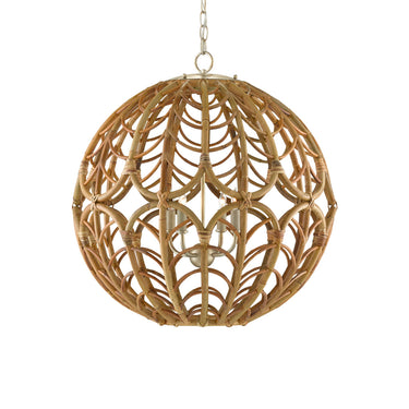 Currey & Company 9000-0802 Cape Verde Orb 4 Light Chandelier in Silver Leaf/Smokewood/Natural 3