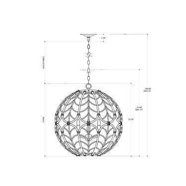 Currey & Company 9000-0802 Cape Verde Orb 4 Light Chandelier in Silver Leaf/Smokewood/Natural 5
