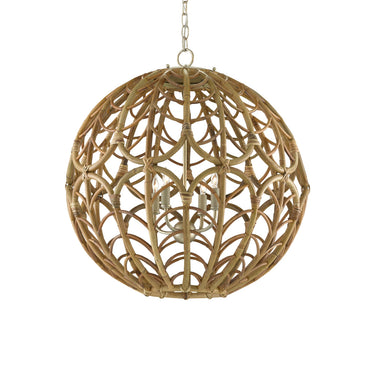 Currey & Company 9000-0802 Cape Verde Orb 4 Light Chandelier in Silver Leaf/Smokewood/Natural 1