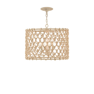 Currey & Company 9000-0803 Chesapeake Drum Chandelier in Beige/Smokewood/Natural Rope 4