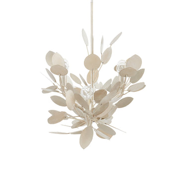 Currey & Company 9000-0816 Lunaria Oval 6 Light Chandelier in Contemporary Silver Leaf 6