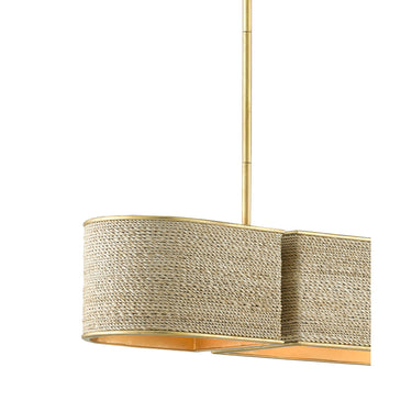 Currey & Company 9000-0820 Tenby Oval 4 Light Chandelier in Contemporary Gold Leaf/Abaca Rope 2