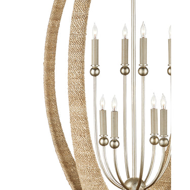 Currey & Company 9000-0836 Menorca Large 8 Light Chandelier in Contemporary Silver Leaf/Smokewood/Natural Rope 2