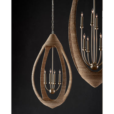 Currey & Company 9000-0836 Menorca Large 8 Light Chandelier in Contemporary Silver Leaf/Smokewood/Natural Rope 6