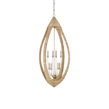 Currey & Company 9000-0836 Menorca Large 8 Light Chandelier in Contemporary Silver Leaf/Smokewood/Natural Rope 1